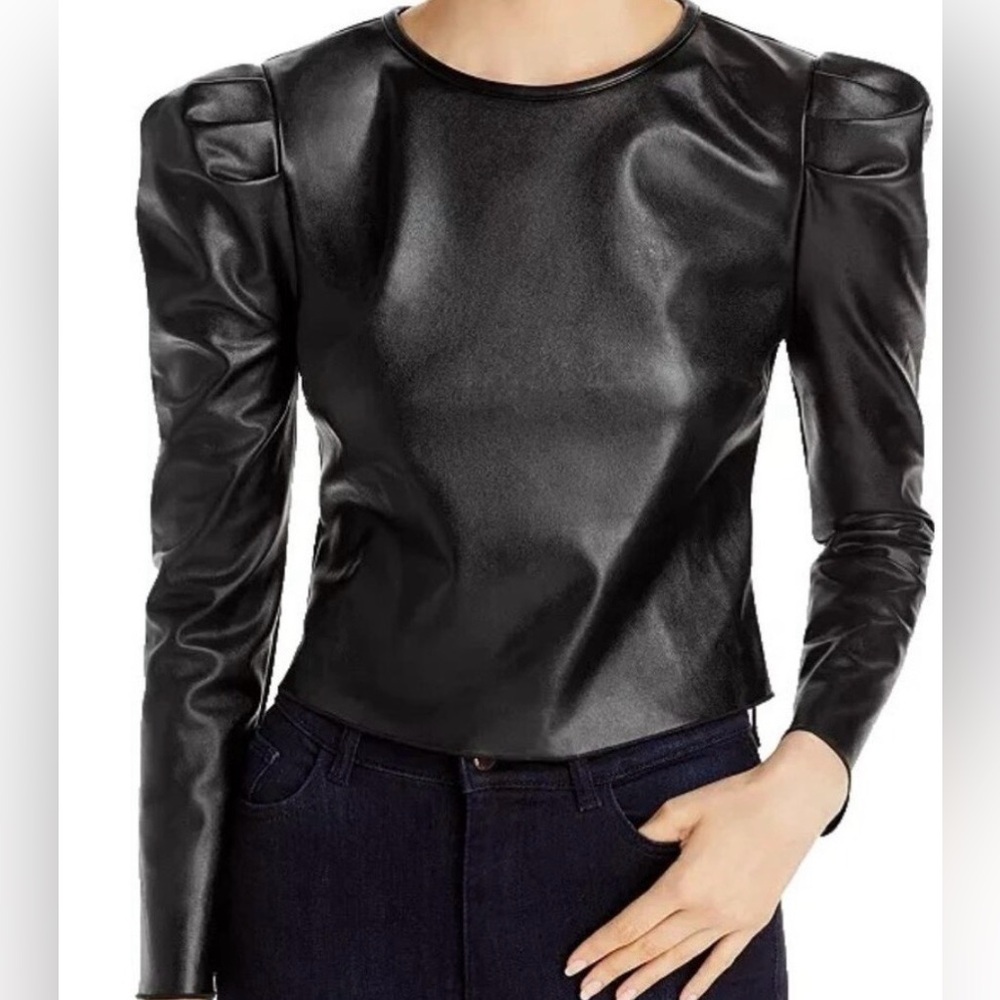 Aqua Black Leather Top